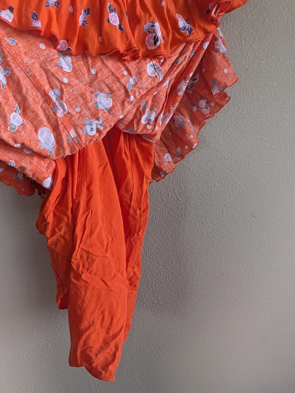 Free People Size Large Like A Lady Orange Floral Ruffle Sundress Open Back Mini - Picture 8 of 9